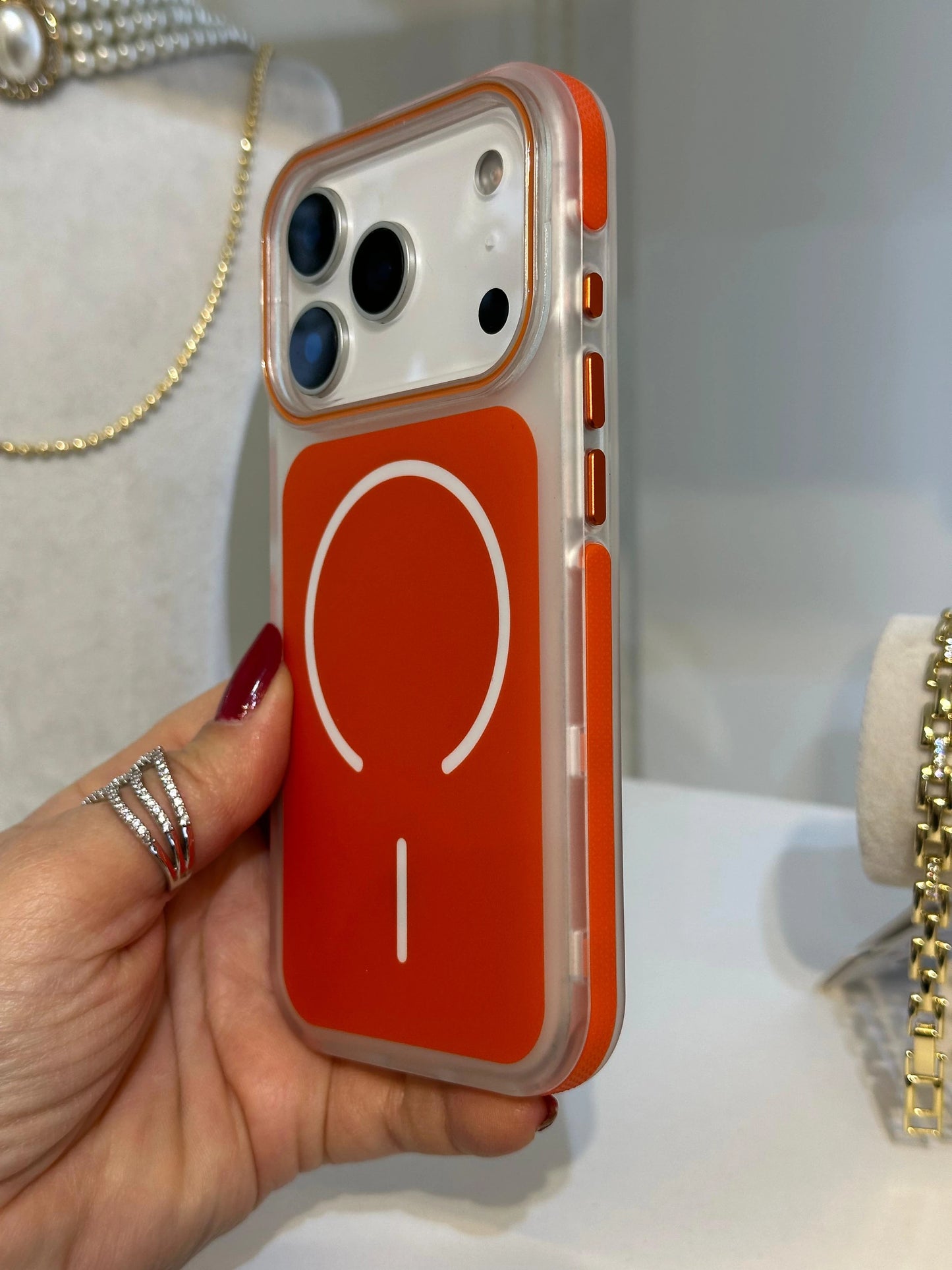 Magsafe Uyumlu Renkli iPhone Telefon Kılıfı Turuncu