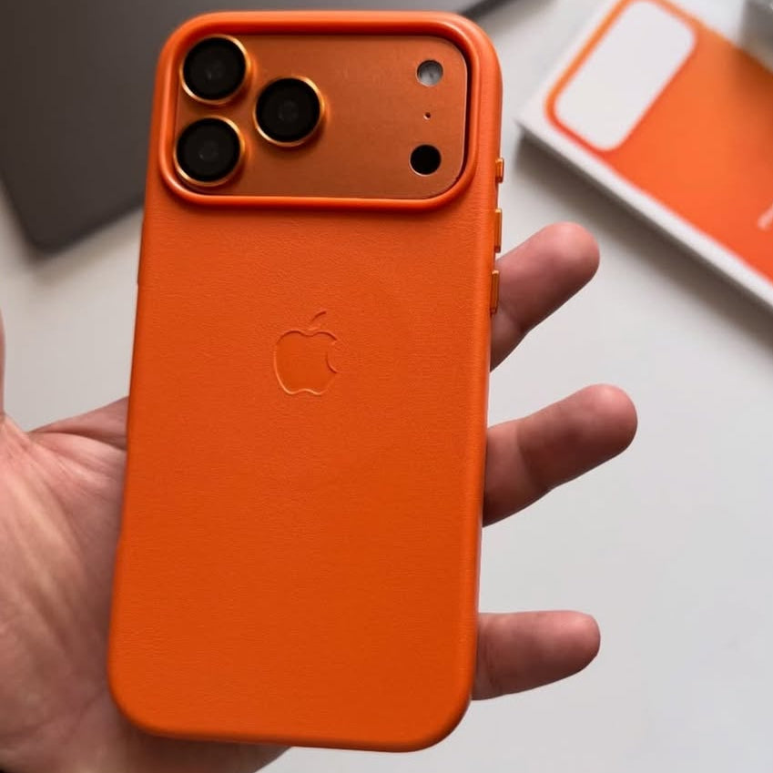 Apple MagSafe Özellikli Deri Kılıf - Turuncu