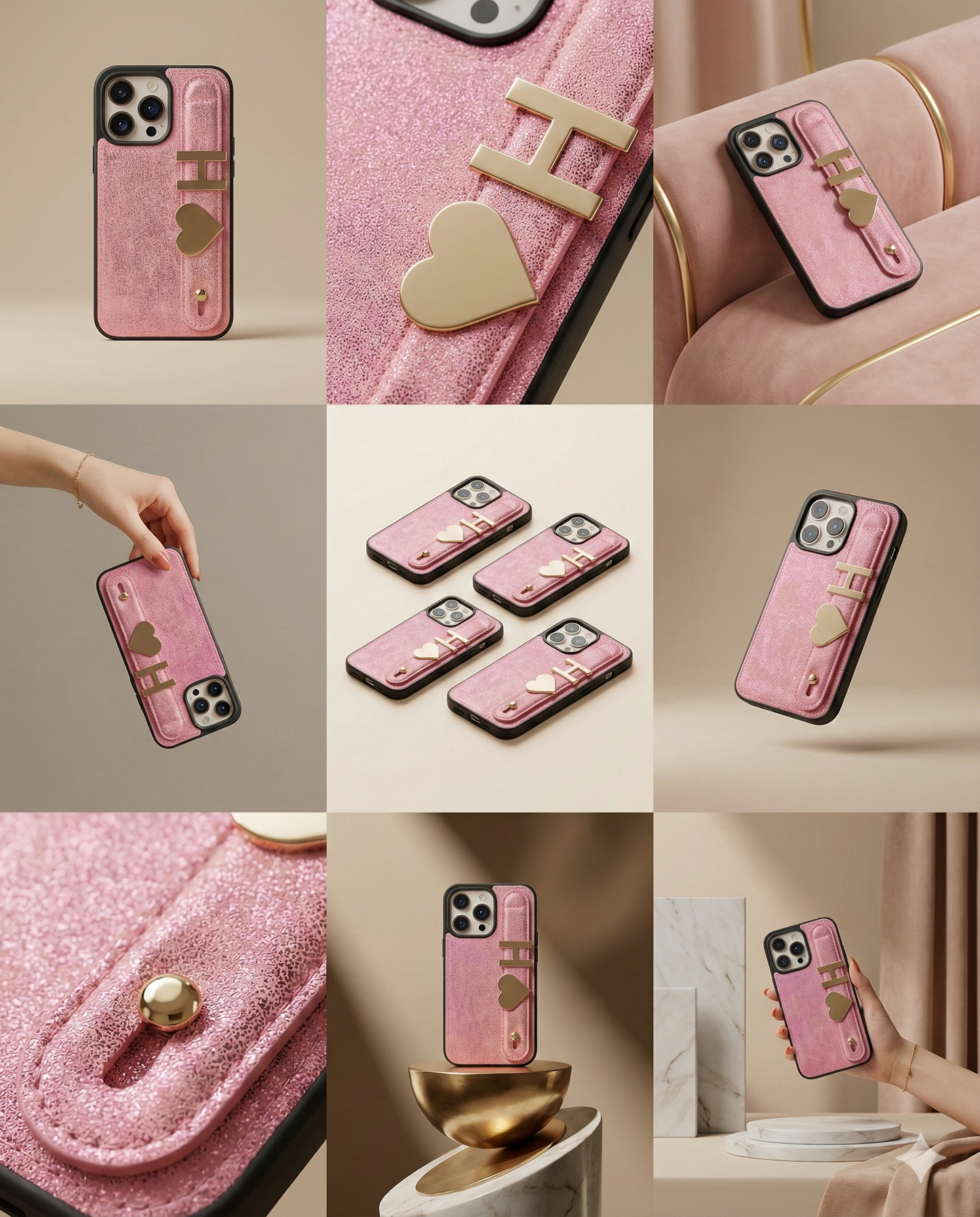 Kişiselleştirilebilir Pembe Deri Kılıf