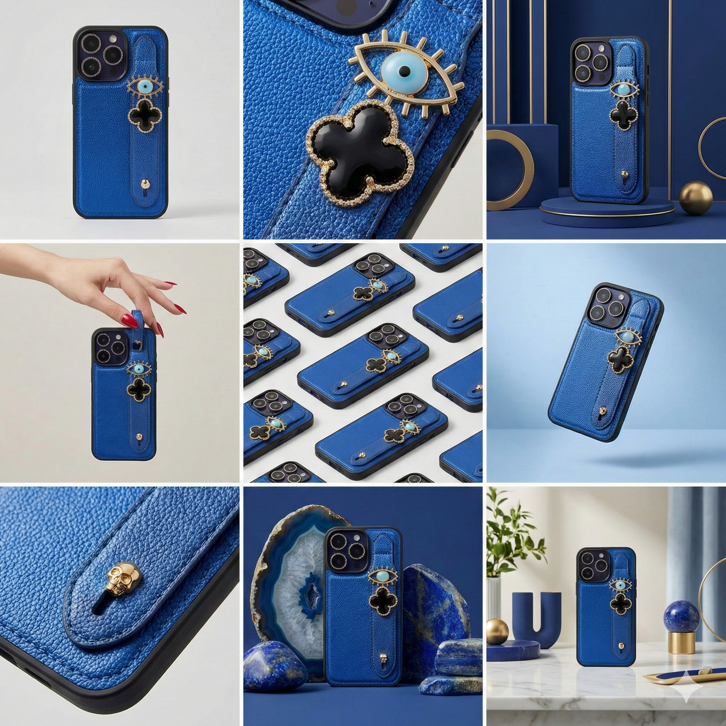 Kişiselleştirilebilir Mavi Deri Kılıf