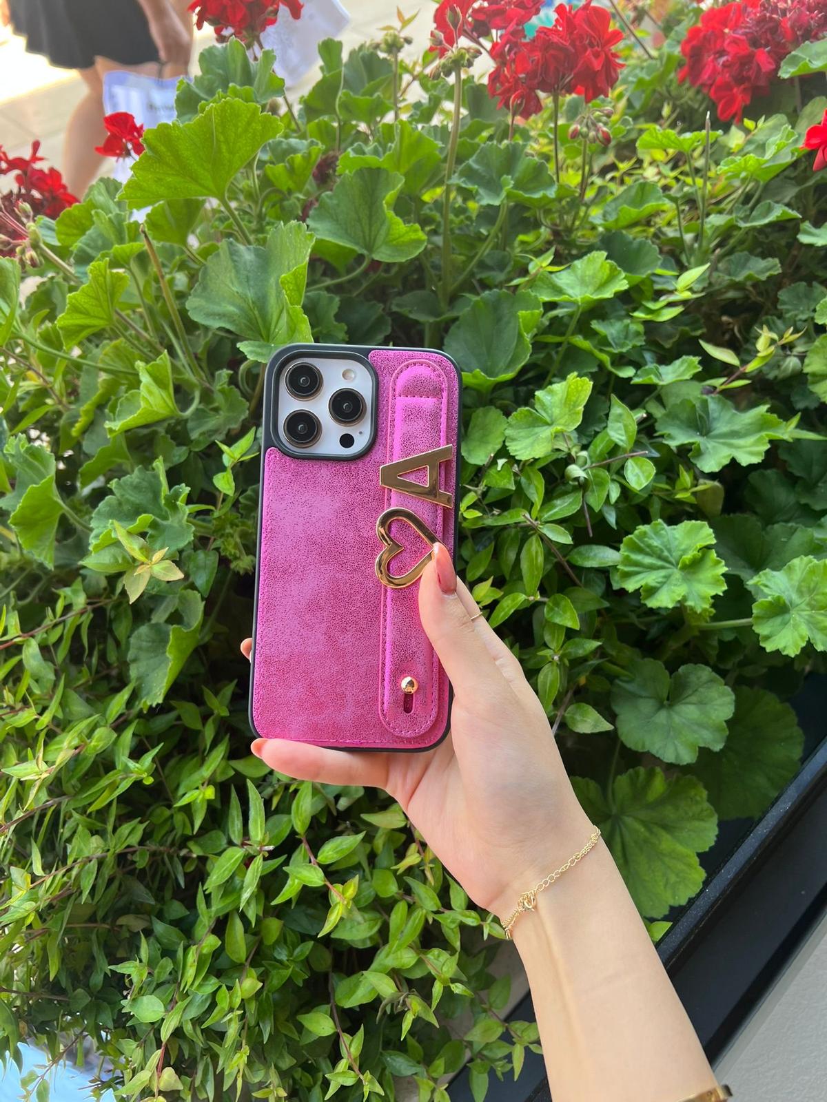 Kişiselleştirilebilir Pembe Deri Kılıf