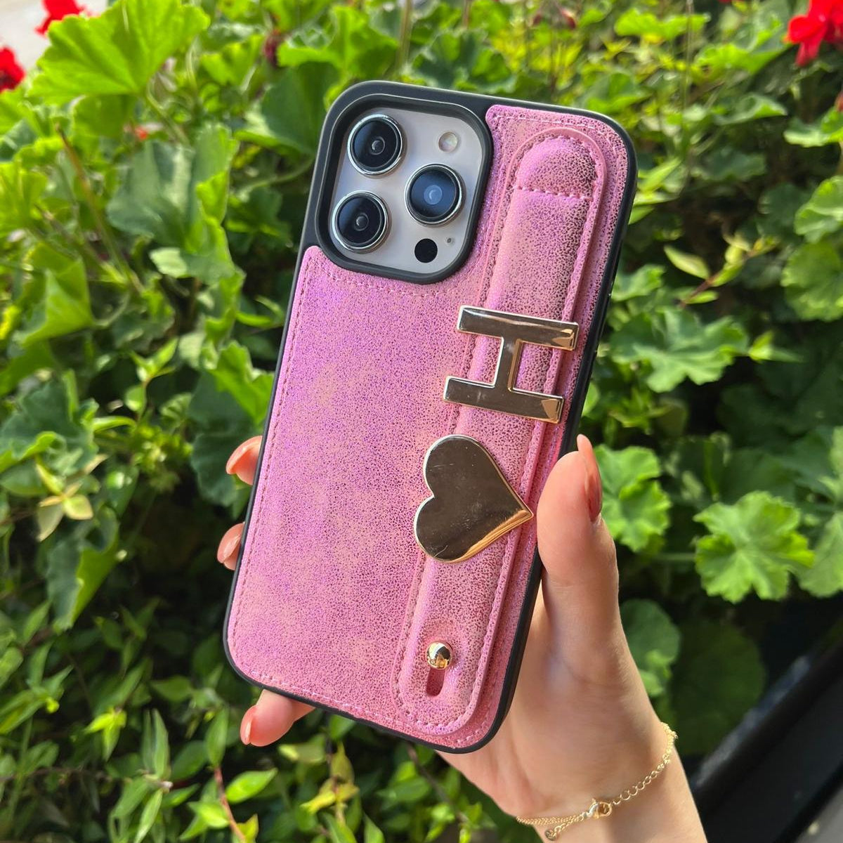 Kişiselleştirilebilir Pembe Deri Kılıf