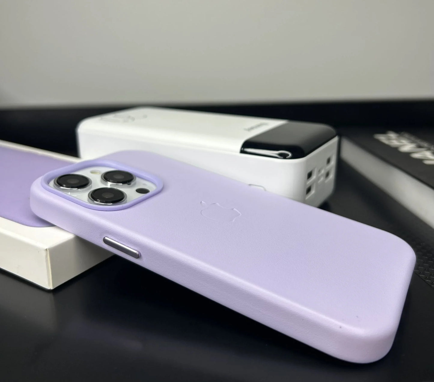 Apple MagSafe Özellikli Deri Kılıf - Açık Lila