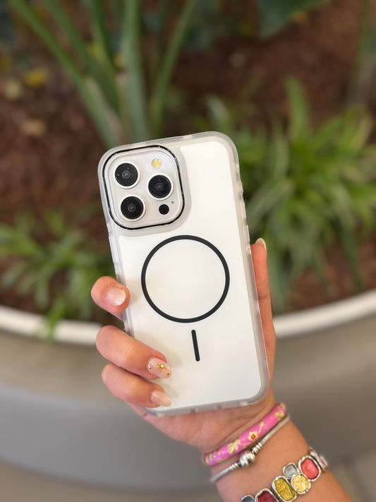 Magsafe Uyumlu Renkli iPhone Telefon Kılıfı Beyaz