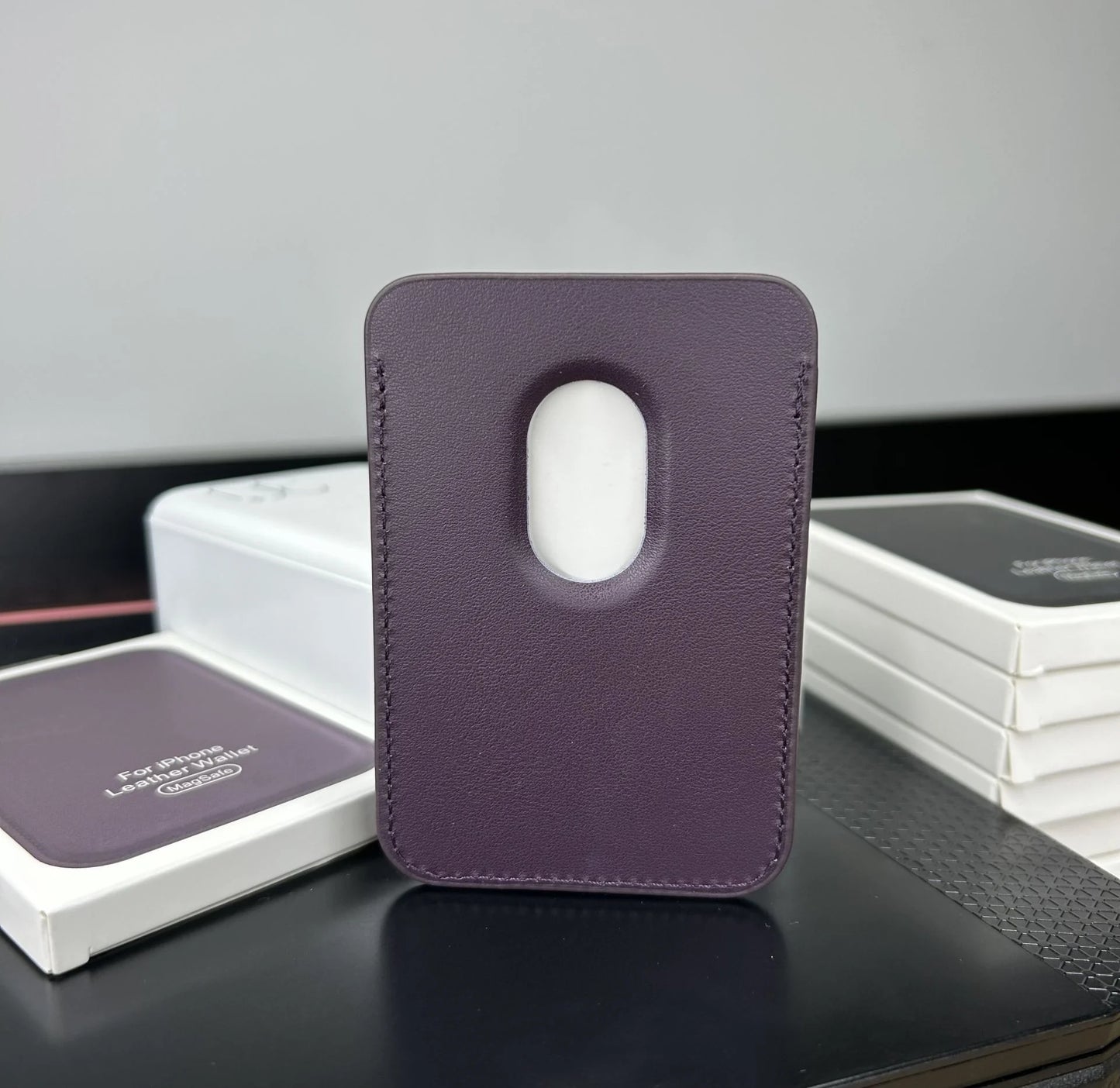 MagSafe Özellikli Deri Cüzdan Derin Mor