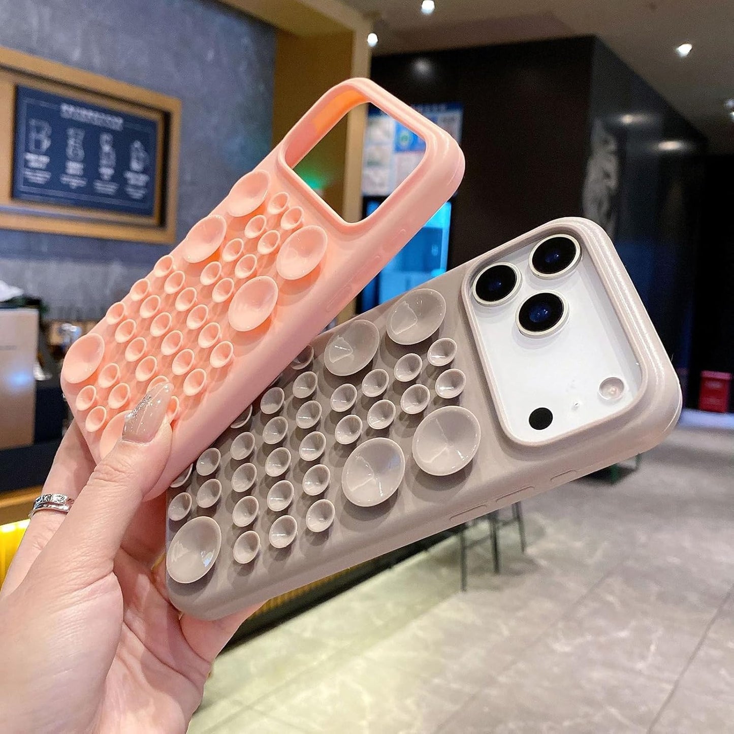 Vantuzlu Bubble İphone Telefon Kılıfı Pembe