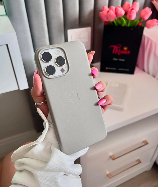 Apple MagSafe Özellikli Deri Kılıf - Gri