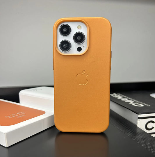 Apple MagSafe Özellikli Deri Kılıf - Hardal
