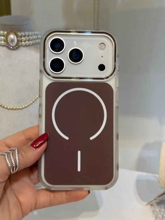 Magsafe Uyumlu Renkli iPhone Telefon Kılıfı Kahverengi