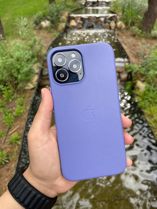 Apple MagSafe Özellikli Deri Kılıf - Lila