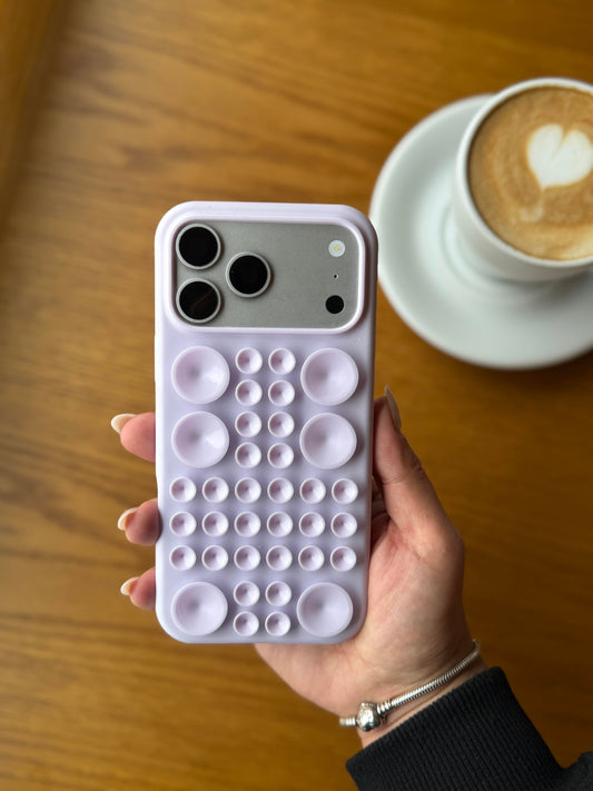 Vantuzlu Bubble İphone Telefon Kılıfı Lila