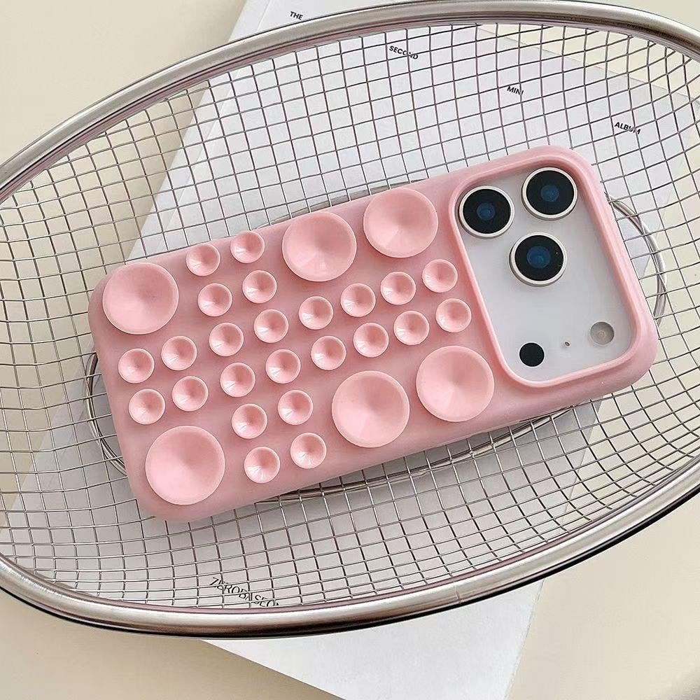 Vantuzlu Bubble İphone Telefon Kılıfı Pembe