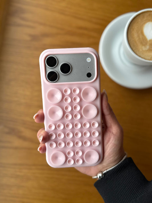 Vantuzlu Bubble İphone Telefon Kılıfı Pembe