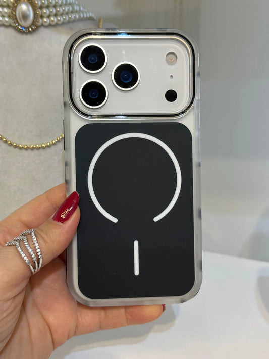 Magsafe Uyumlu Renkli iPhone Telefon Kılıfı Siyah