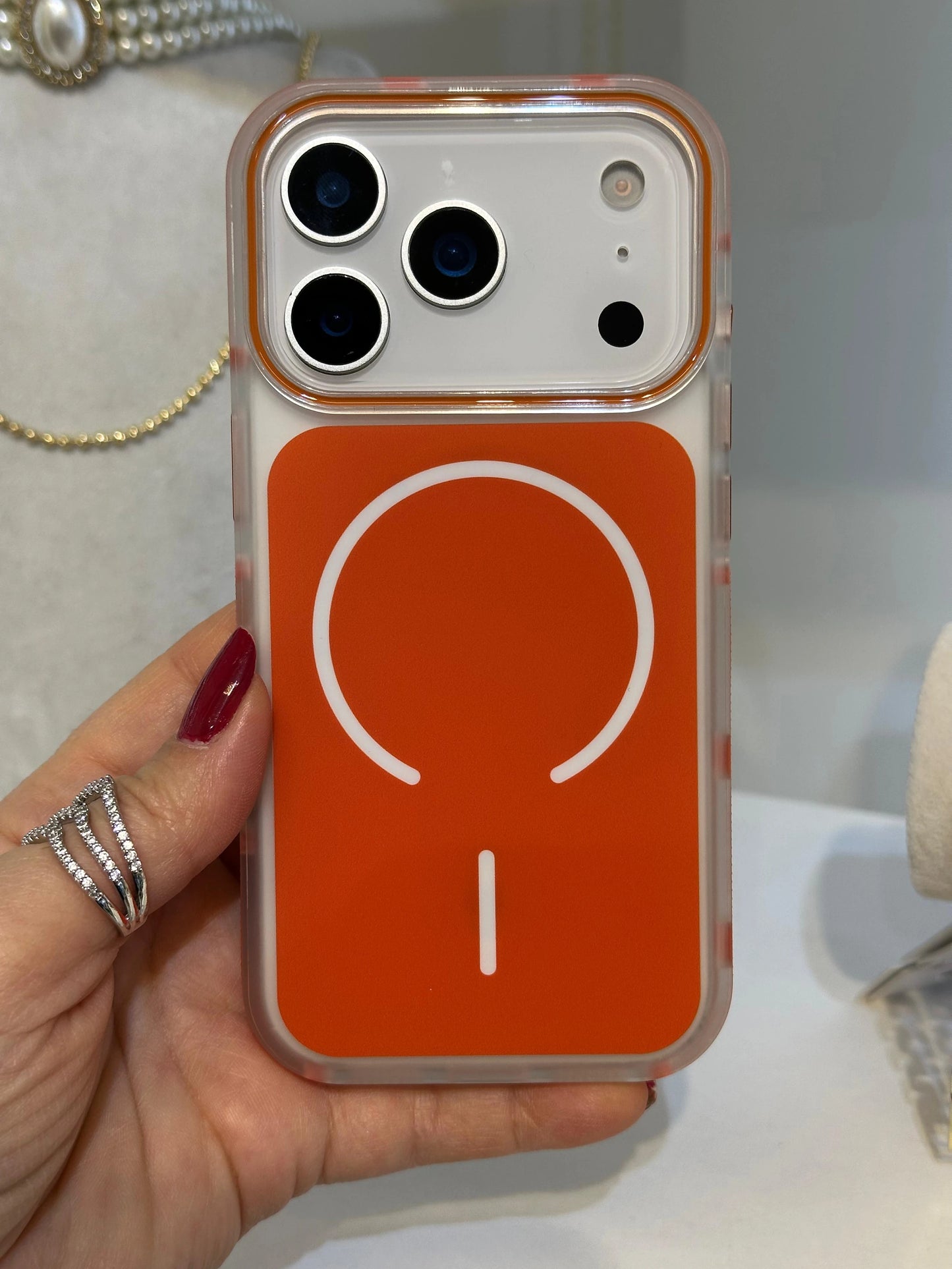 Magsafe Uyumlu Renkli iPhone Telefon Kılıfı Turuncu