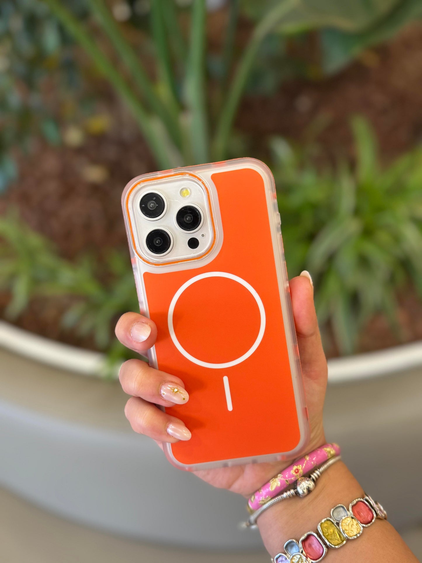 Magsafe Uyumlu Renkli iPhone Telefon Kılıfı Turuncu